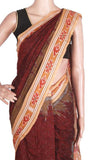 Ikkat Handloom Cotton Saree with a temple border & an Ikkat blouse - 37026A * Summer Offer Rs.100 off * - Sarees Swadeshi Boutique