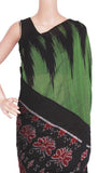 IKAT Handloom Cotton Saree with a temple border & a matching Kalamkari blouse [green] - 37040A *Sale Rs.200 Off* - Sarees Swadeshi Boutique
