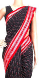 IKAT Handloom Cotton Saree with temple border & a matching Ikkat blouse - 37103A - Sarees Swadeshi Boutique