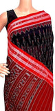 IKAT Handloom Cotton Saree with temple border & a matching Ikkat blouse - 37103A - Sarees Swadeshi Boutique