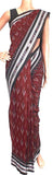 IKAT Handloom Cotton Saree with temple border & a matching Ikkat blouse - 37111A - Sarees Swadeshi Boutique
