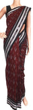IKAT Handloom Cotton Saree with temple border & a matching Ikkat blouse - 37111A - Sarees Swadeshi Boutique
