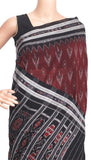 IKAT Handloom Cotton Saree with temple border & a matching Ikkat blouse - 37111A - Sarees Swadeshi Boutique