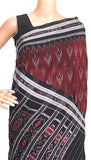 IKAT Handloom Cotton Saree with temple border & a matching Ikkat blouse - 37111A - Sarees Swadeshi Boutique