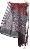 IKAT Handloom Cotton Saree with temple border & a matching Ikkat blouse - 37111A - Sarees Swadeshi Boutique