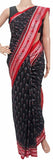 IKAT Handloom Cotton Saree with temple border & a matching Ikkat blouse - 37130A - Sarees Swadeshi Boutique