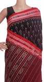 IKAT Handloom Cotton Saree with temple border & a matching Ikkat blouse - 37130A - Sarees Swadeshi Boutique