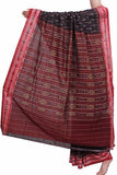 IKAT Handloom Cotton Saree with temple border & a matching Ikkat blouse - 37130A - Sarees Swadeshi Boutique