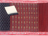 IKAT Handloom Cotton Saree with temple border & a matching Ikkat blouse - 37130A - Sarees Swadeshi Boutique