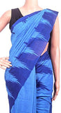 IKAT Handloom Cotton Saree with temple border & a matching Ikkat blouse - 37147C * Summer Offer Rs.100 Off * - Sarees Swadeshi Boutique