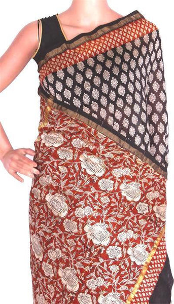 Chanderi Silk Saree pattern with Zari Border for all-time use (41047A) - Sarees Swadeshi Boutique