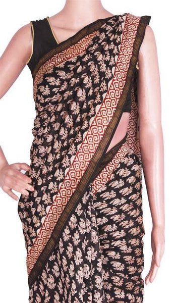 Chanderi Silk Saree pattern with Zari Border for all-time use (41081B) - Sarees Swadeshi Boutique