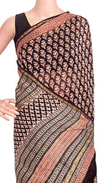 Chanderi Silk Saree pattern with Zari Border for all-time use (41176A) - Sarees Swadeshi Boutique