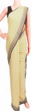 44012G - Pure Soft Khadi cotton saree with temple border (Half White) *Introductory Offer*, Sarees - Swadeshi Boutique