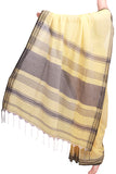 44012G - Pure Soft Khadi cotton saree with temple border (Half White) *Introductory Offer*, Sarees - Swadeshi Boutique