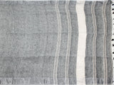Linen Saree with self design in pallu [Ash & White] [No Shipping or COD Charges] - 47031A - Sarees Swadeshi Boutique