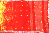 Cotton Linen Saree with silver zari border - 47034A - Sarees Swadeshi Boutique