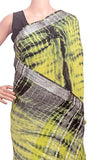 Cotton Linen Saree with silver zari border - 47053A - Sarees Swadeshi Boutique