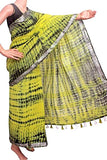 Cotton Linen Saree with silver zari border - 47053A - Sarees Swadeshi Boutique