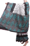 Batik saree with Flowers in Body & pom pom lace attached - cotton (49076A) - Sarees Swadeshi Boutique