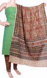 Kalamkari Cotton Chudi Set material - 52064A (3 Piece - Plain Tops, Kalamkari Bottom, Dhuppatta) - Chudi Swadeshi Boutique