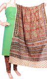 Kalamkari Cotton Chudi Set material - 52064A (3 Piece - Plain Tops, Kalamkari Bottom, Dhuppatta) - Chudi Swadeshi Boutique