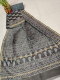 Chanderi silk with Batik print (Bottom & Tops) + Chanderi Dhuppatta - Salwar Set (3 piece material) - 52116A - Chudi Swadeshi Boutique