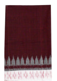 IKAT Blouse material - Handloom Cotton with a popular temple border - Maroon & White (55013B) *Sale* - Blouse Swadeshi Boutique