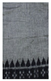 IKKAT Handloom Cotton Blouse material with a popular Temple border- Ash&Black (55019A) - Blouse Swadeshi Boutique