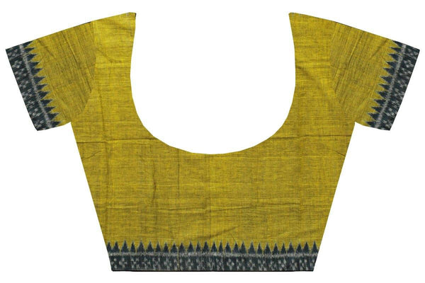 Ikkat Blouse material - Handloom Cotton with temple border - (55032A) - Blouse Swadeshi Boutique