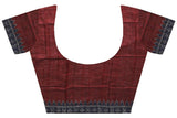 Ikkat Blouse material - Handloom Cotton[popupar] with a Temple border - Maroon & Blue (55034B) - Blouse Swadeshi Boutique