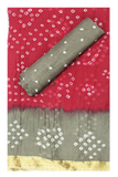 58027A - Bandhani cotton saree with Red and Grey - Sarees Swadeshi Boutique