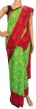 58031A - Bandhani cotton saree with Green and Red - Sarees Swadeshi Boutique