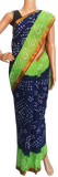 58032A - Bandhani cotton saree with Blue and Green - Sarees Swadeshi Boutique