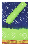 58032A - Bandhani cotton saree with Blue and Green - Sarees Swadeshi Boutique