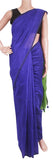 Silk Cotton plain saree with vibrant color combination [Peacock blue]- 61023A, Sarees - Swadeshi Boutique