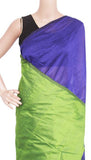 Silk Cotton plain saree with vibrant color combination [Peacock blue]- 61023A, Sarees - Swadeshi Boutique
