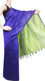 Silk Cotton plain saree with vibrant color combination [Peacock blue]- 61023A, Sarees - Swadeshi Boutique