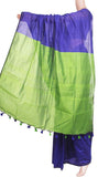 Silk Cotton plain saree with vibrant color combination [Peacock blue]- 61023A, Sarees - Swadeshi Boutique