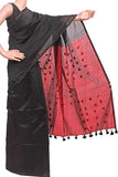 Silk Cotton plain saree with vibrant color combination and pompom lace in pallu- 61026A - Sarees Swadeshi Boutique
