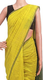 Silk Cotton plain saree with vibrant color combination and pompom lace in pallu- 61027A - Sarees Swadeshi Boutique