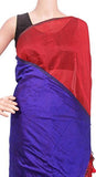 Silk Cotton plain saree with vibrant color combination (Red & Blue)- 61045A * Sale Rs.200 off * - Sarees Swadeshi Boutique