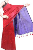 Silk Cotton plain saree with vibrant color combination (Red & Blue)- 61045A * Sale Rs.200 off * - Sarees Swadeshi Boutique