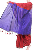Silk Cotton plain saree with vibrant color combination (Red & Blue)- 61045A * Sale Rs.200 off * - Sarees Swadeshi Boutique