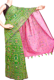 61054A - Silk Cotton saree with Madhubani print (Green) * Festival Collection * - Sarees Swadeshi Boutique