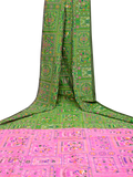 61054A - Silk Cotton saree with Madhubani print (Green) * Festival Collection * - Sarees Swadeshi Boutique