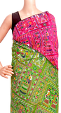 61055A - Silk Cotton saree with Madhubani print (Pink) * Festival Collection * - Sarees Swadeshi Boutique