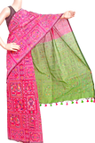 61055A - Silk Cotton saree with Madhubani print (Pink) * Festival Collection * - Sarees Swadeshi Boutique