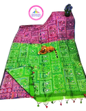 61055A - Silk Cotton saree with Madhubani print (Pink) * Festival Collection * - Sarees Swadeshi Boutique