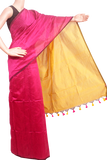 61072A - Silk Cotton plain saree with vibrant color combination (Red & Mustard) * New Collection * - Sarees Swadeshi Boutique